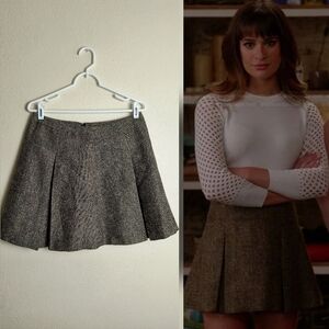 Hinge Textured Tweed Green Combo Skater Skirt Size M Worn On Tv